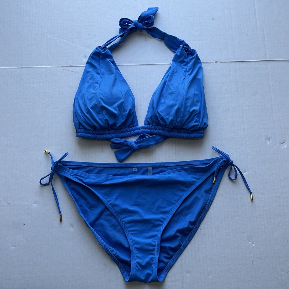 Bleu Rod Beattie 2-Pc Swimsuit Blue Top Size 38D Bottoms Size 12 Beach Pool Lake